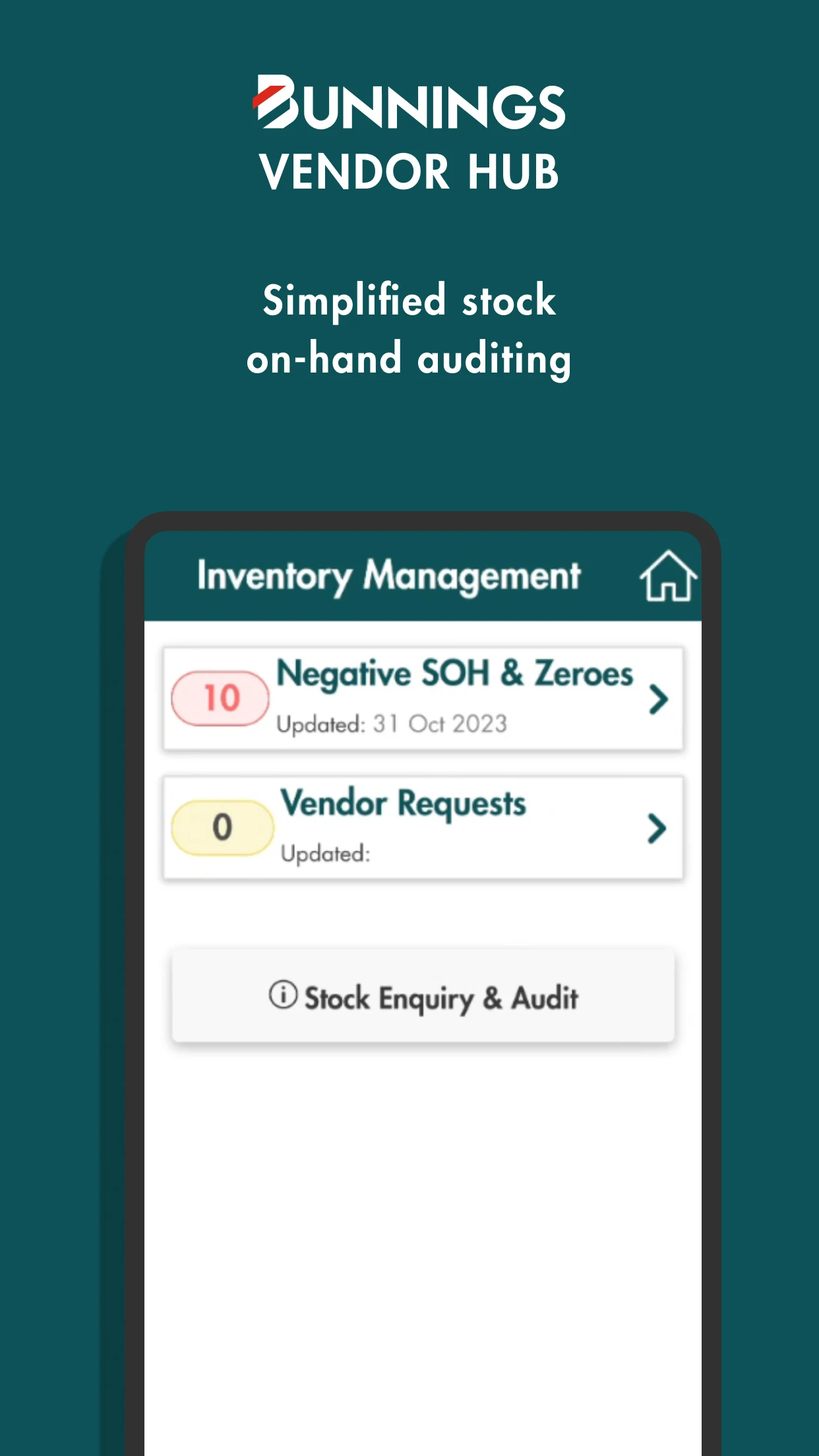 Bunnings Vendor Hub screenshot