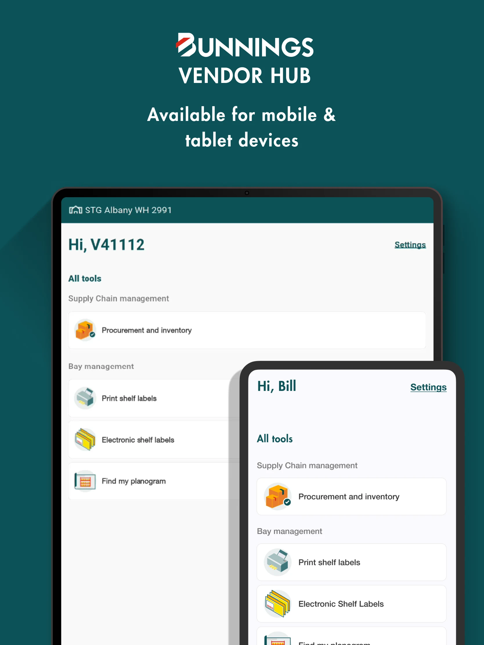 Bunnings Vendor Hub screenshot