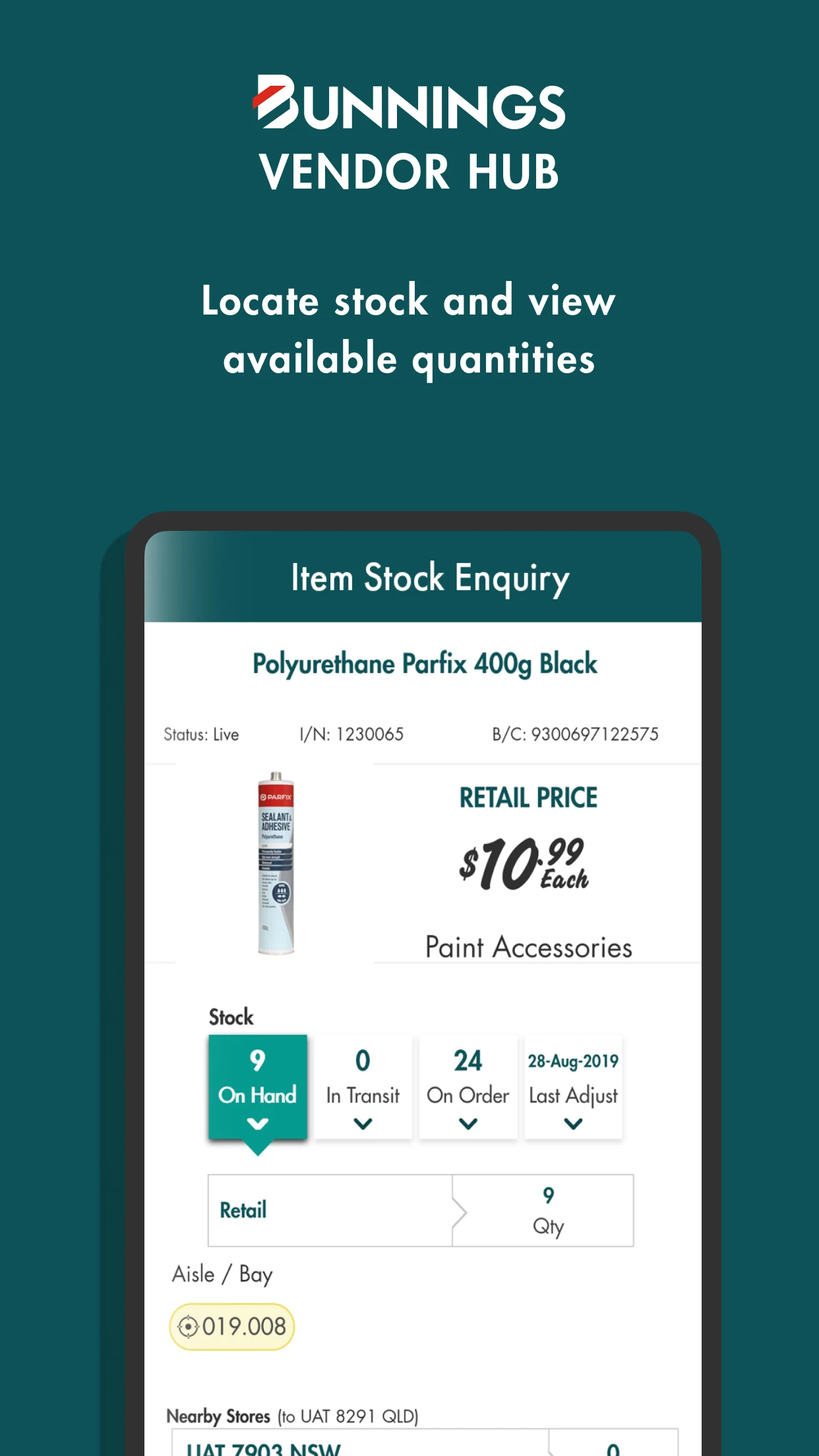 Bunnings Vendor Hub screenshot